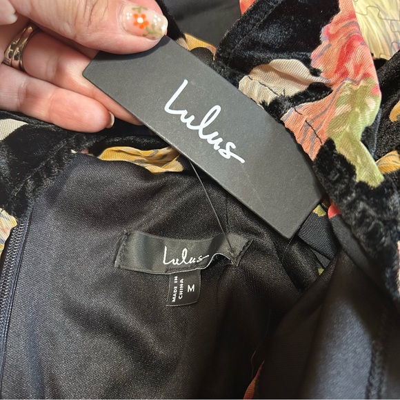 Lulus Glorious Aura Black Velvet Burnout Floral Maxi Dress Size Medium NWT - Picture 8 of 9